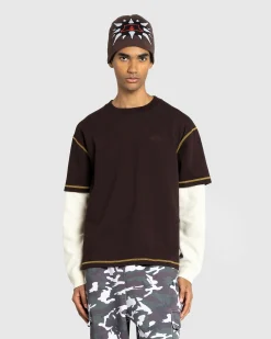 Awake NY Waffle Long-Sleeve Washed Brown- Tops