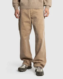 Auralee Washed Organic Canvas Pants Light Brown- Pants