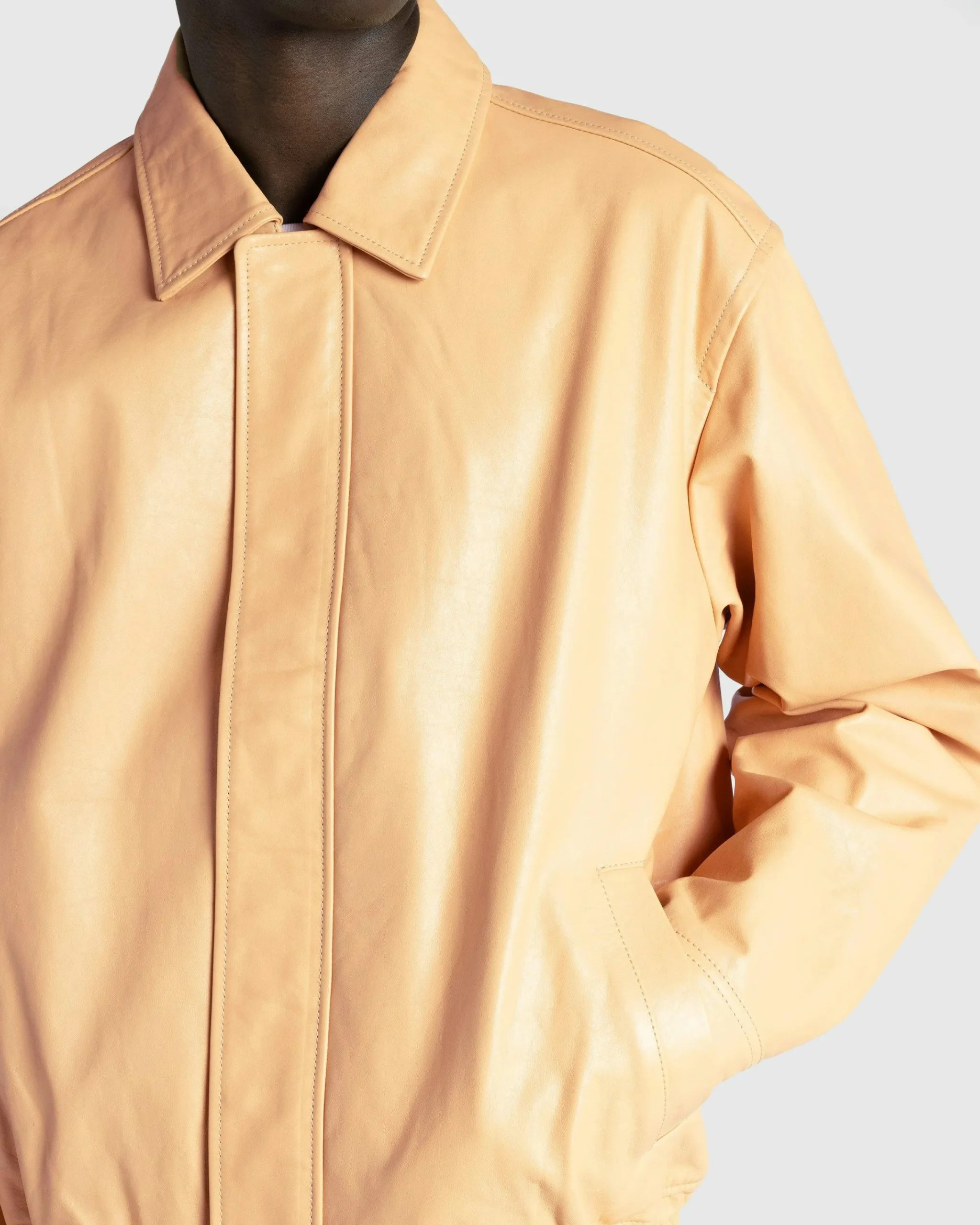 Highsnobiety HS05 Waxed Leather Bomber Sand- Outerwear