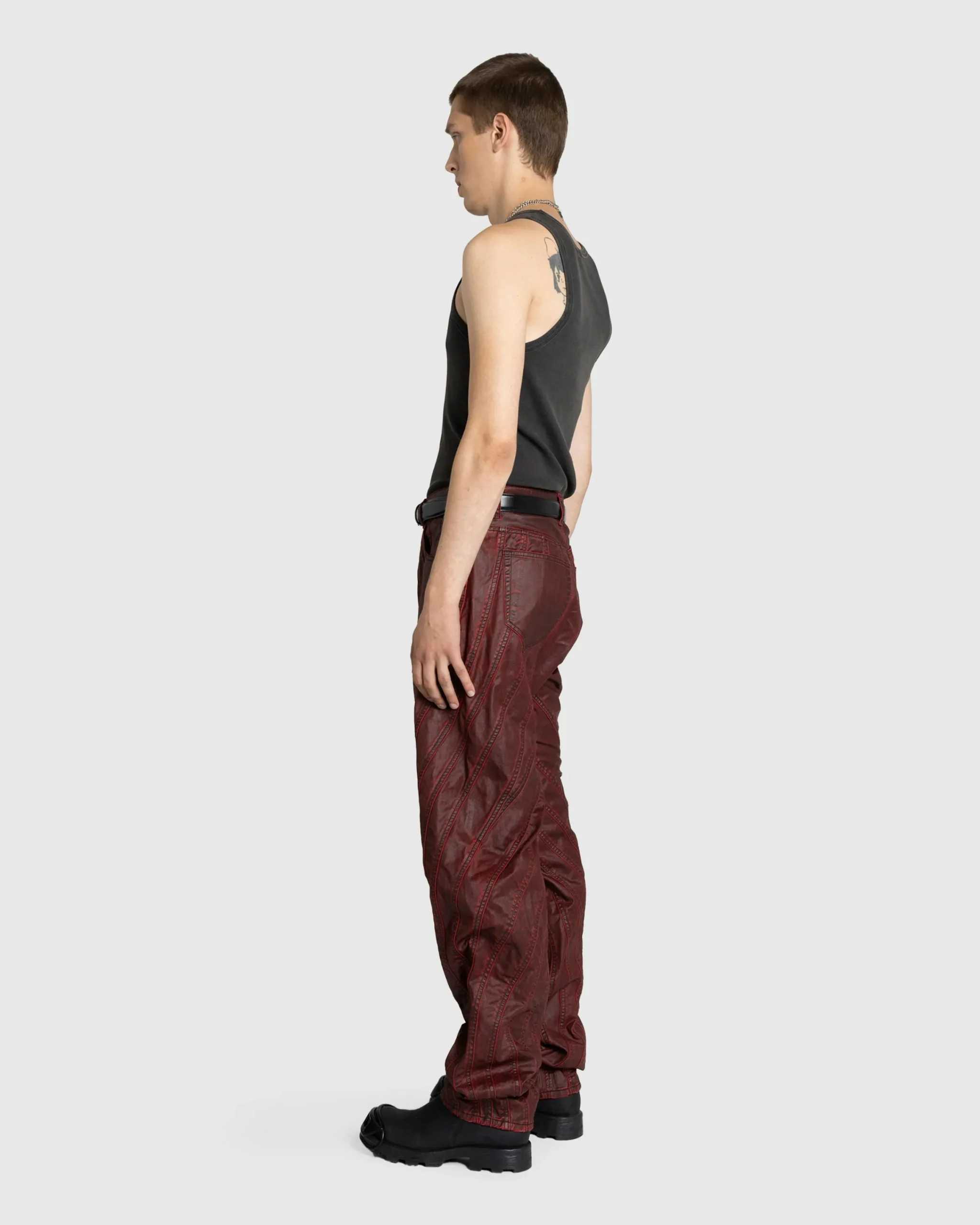 Mugler Waxed Spiral Baggy Jeans- Pants
