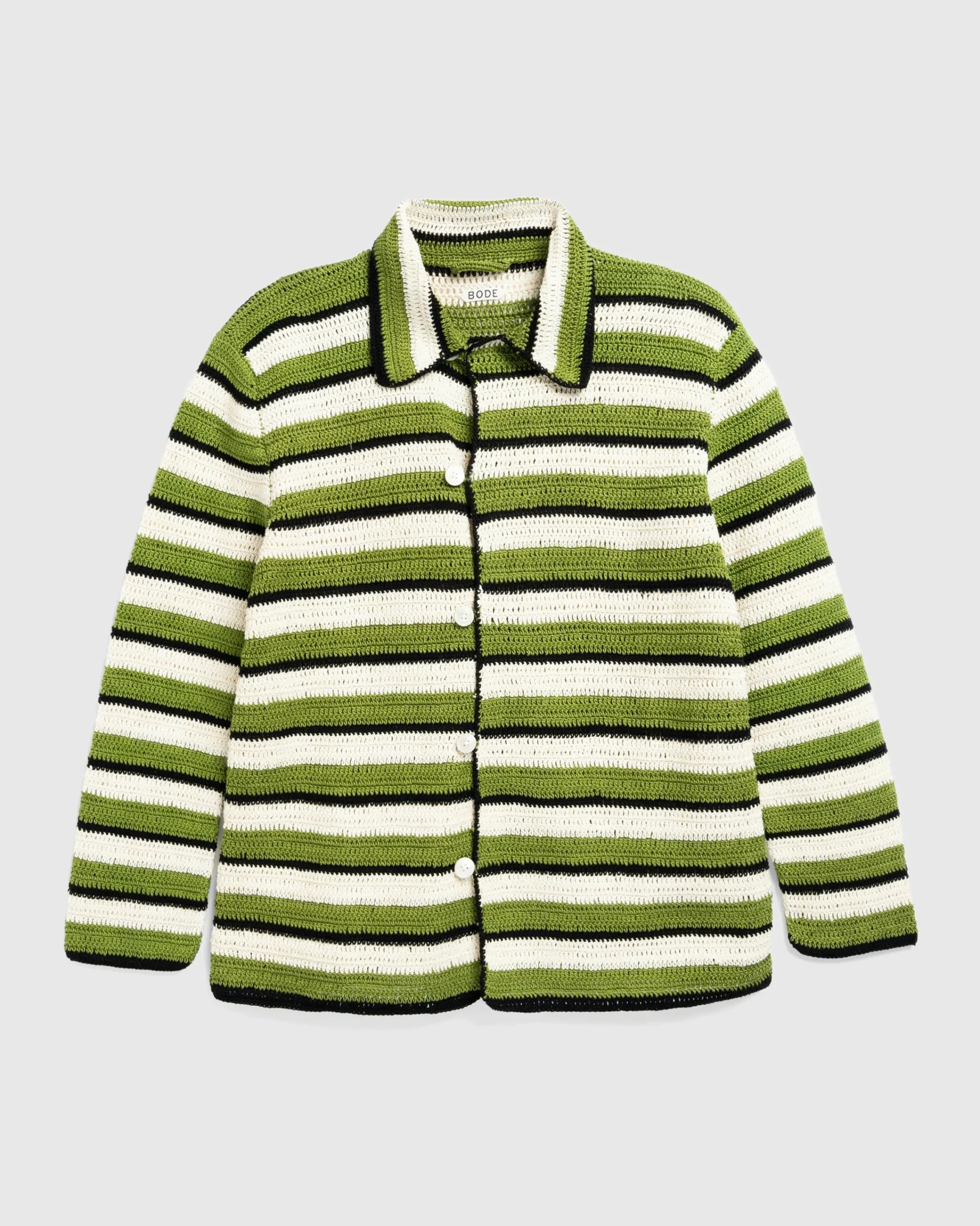 Bode Weedy Crochet LS Shirt- Shirts