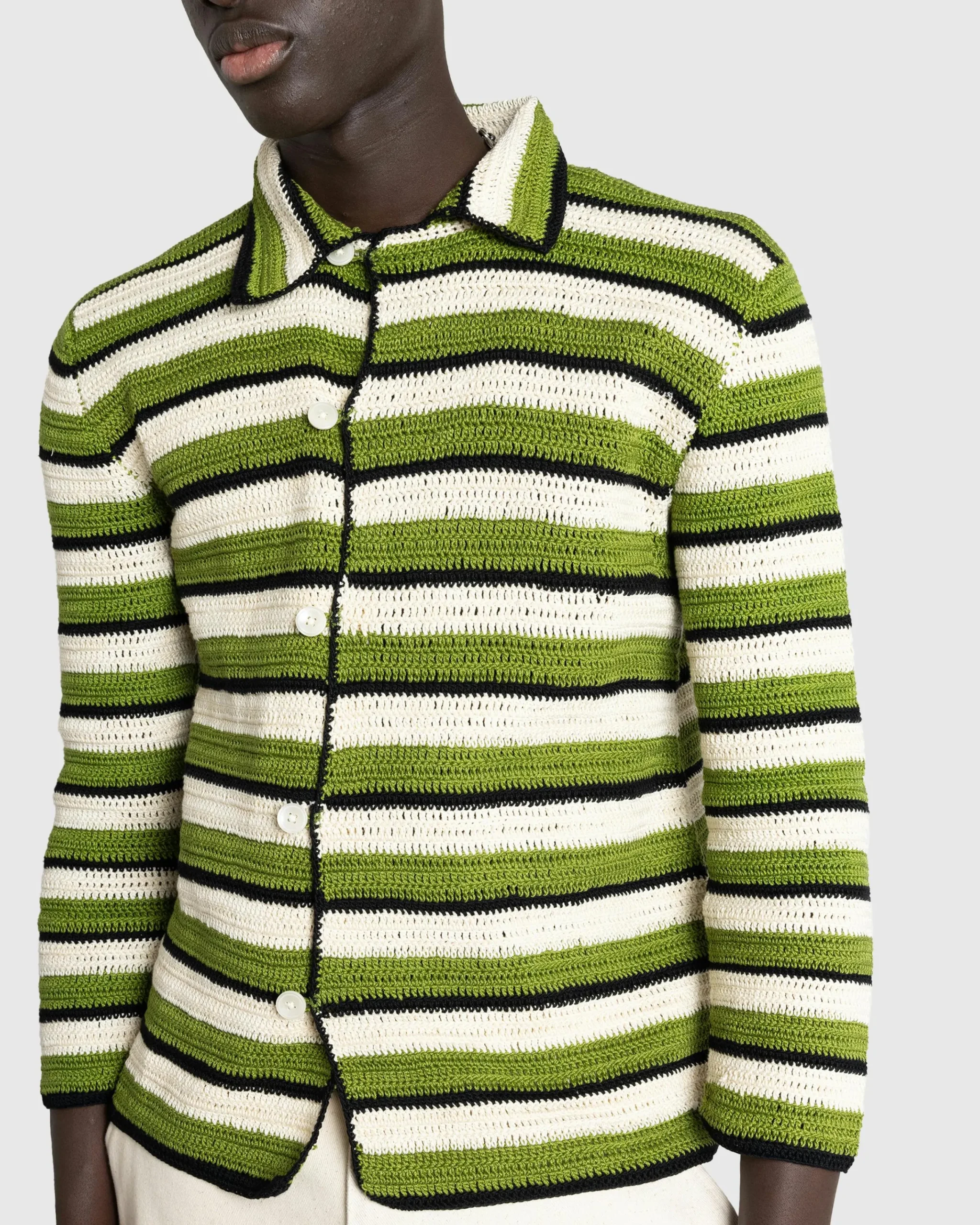 Bode Weedy Crochet LS Shirt- Shirts