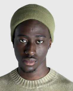 Acne Studios Wool Cashmere Beanie Olive Green- Hats