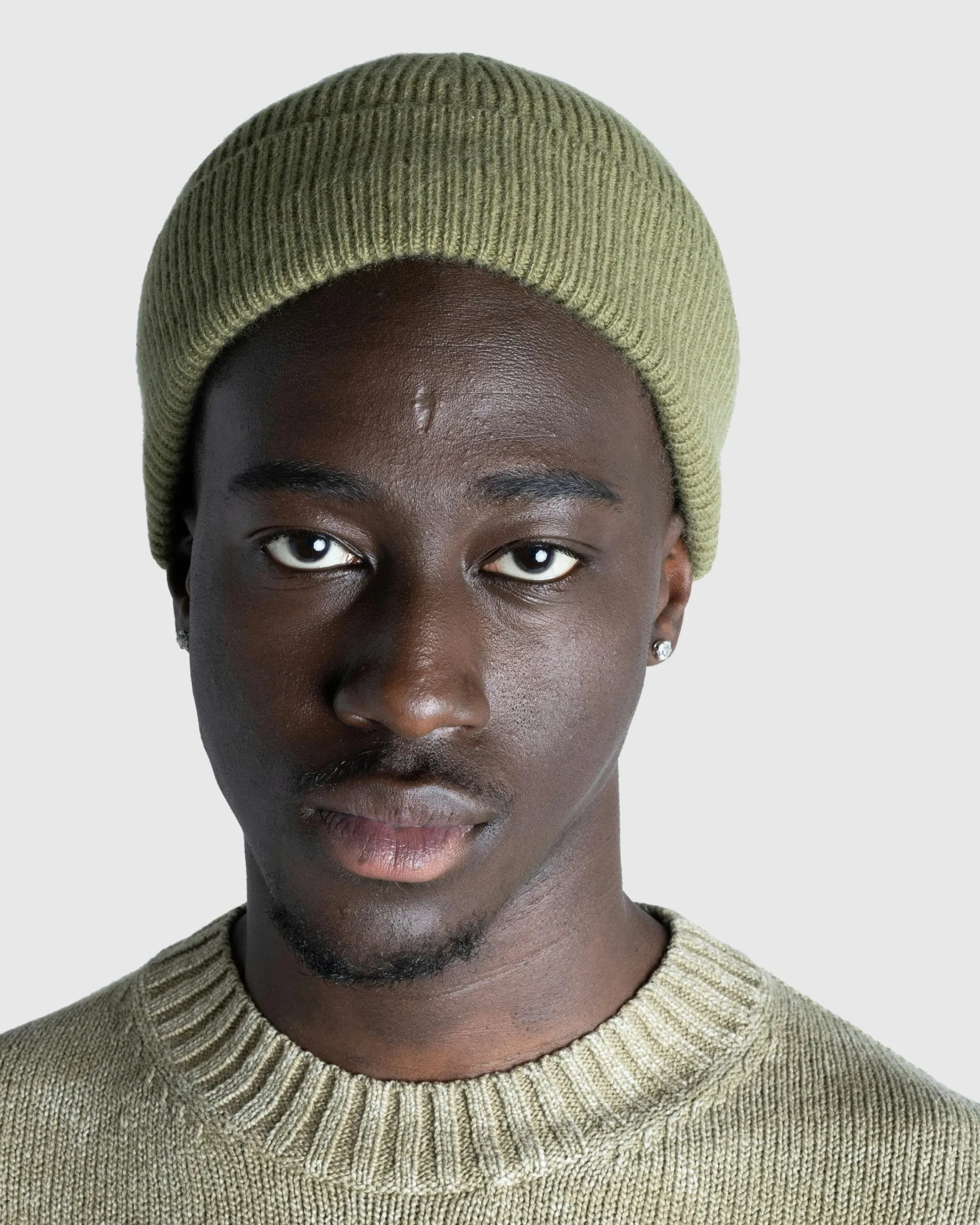 Acne Studios Wool Cashmere Beanie Olive Green- Hats