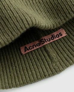 Acne Studios Wool Cashmere Beanie Olive Green- Hats