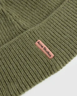 Acne Studios Wool Cashmere Beanie Olive Green- Hats