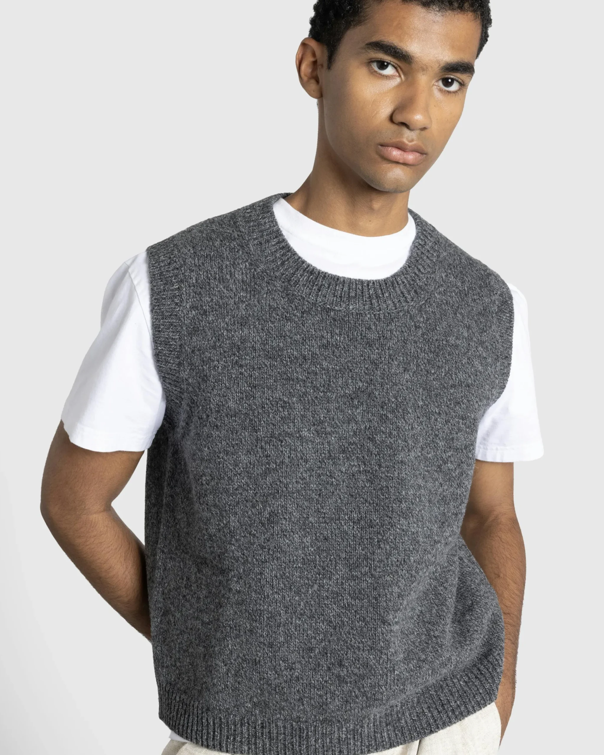 Maison Margiela Wool Gilet Dark Grey- Knitwear