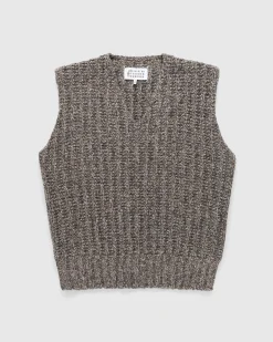Maison Margiela Wool Gilet Medium Brown- Knitwear