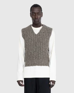 Maison Margiela Wool Gilet Medium Brown- Knitwear