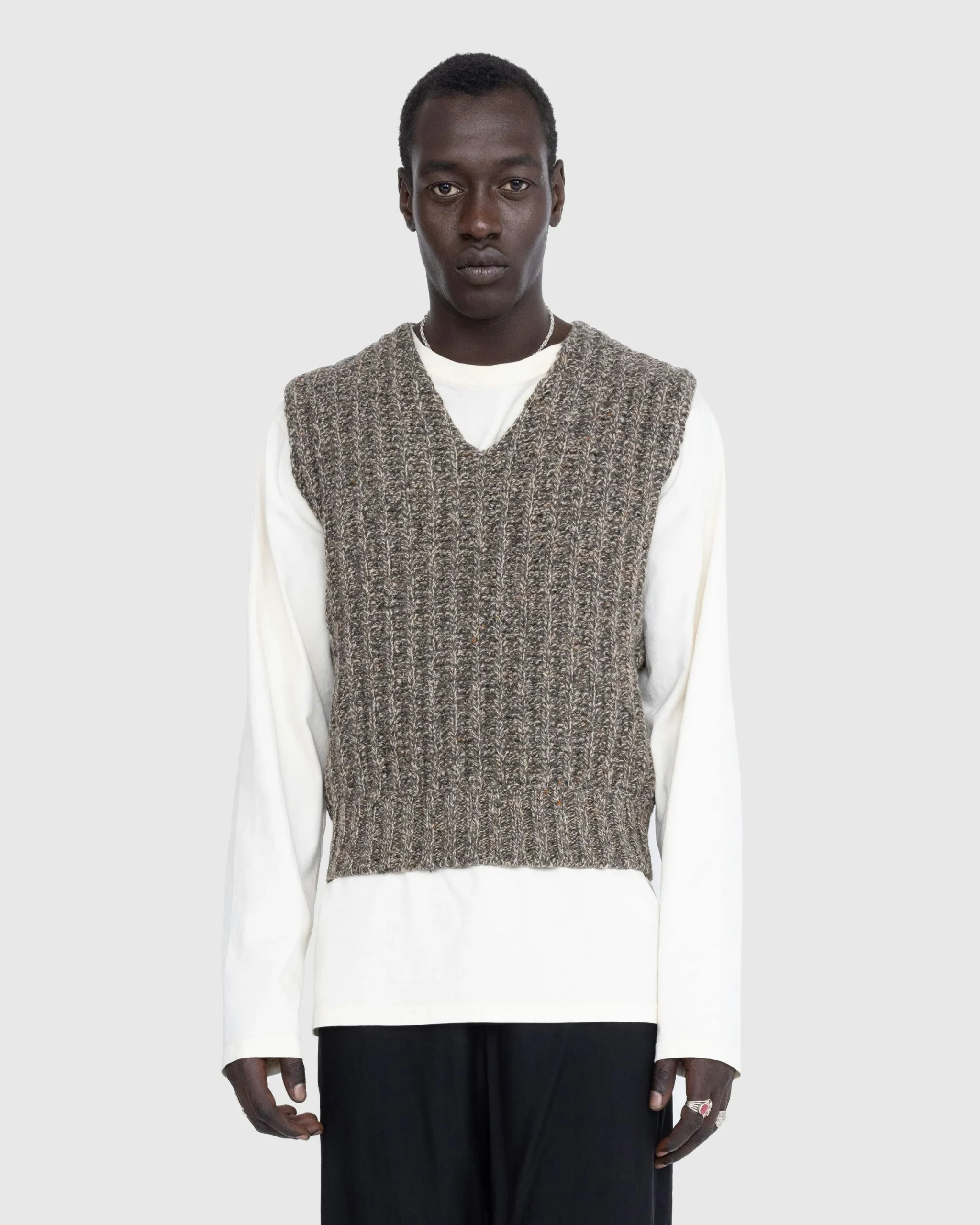 Maison Margiela Wool Gilet Medium Brown- Knitwear