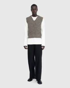 Maison Margiela Wool Gilet Medium Brown- Knitwear