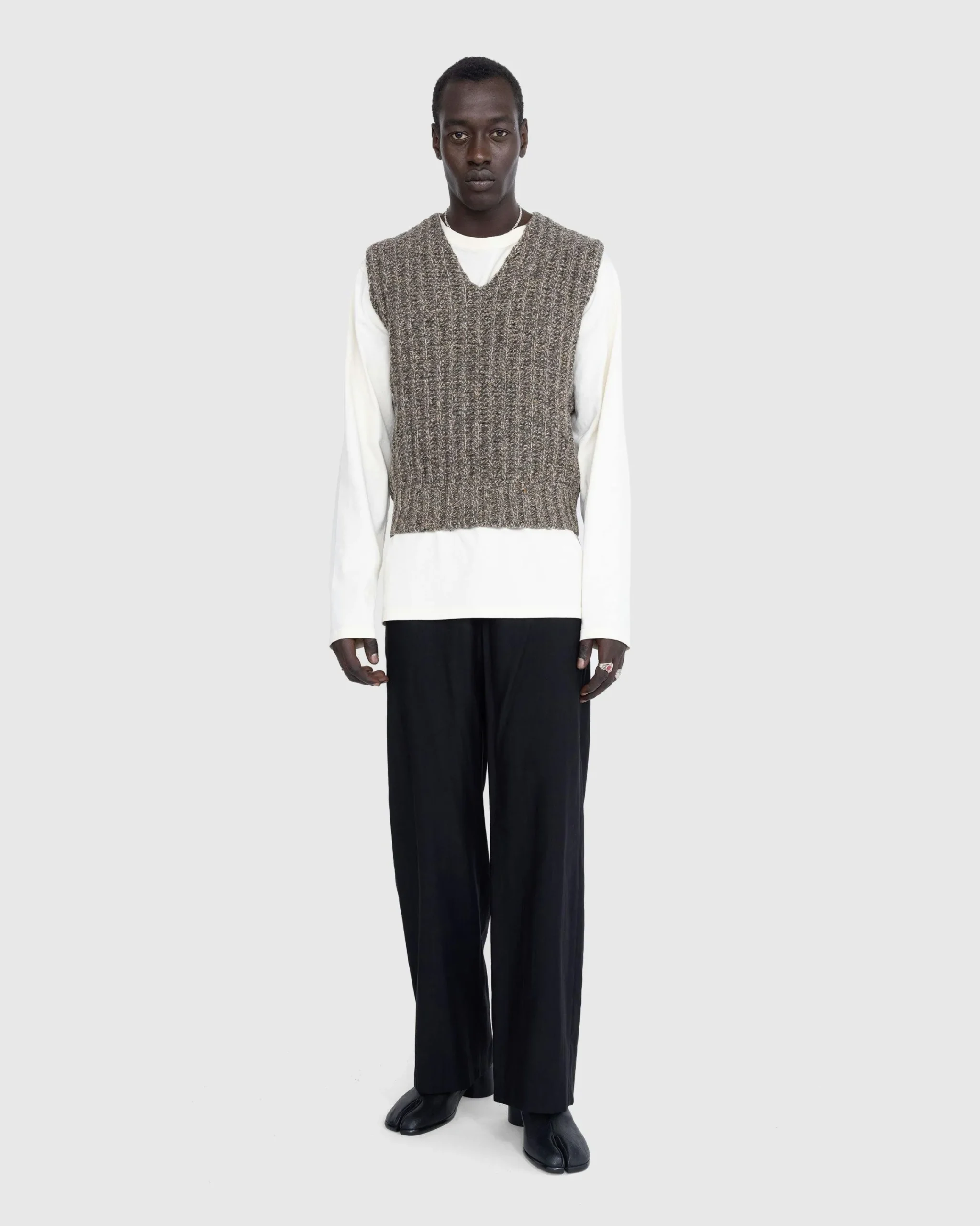 Maison Margiela Wool Gilet Medium Brown- Knitwear