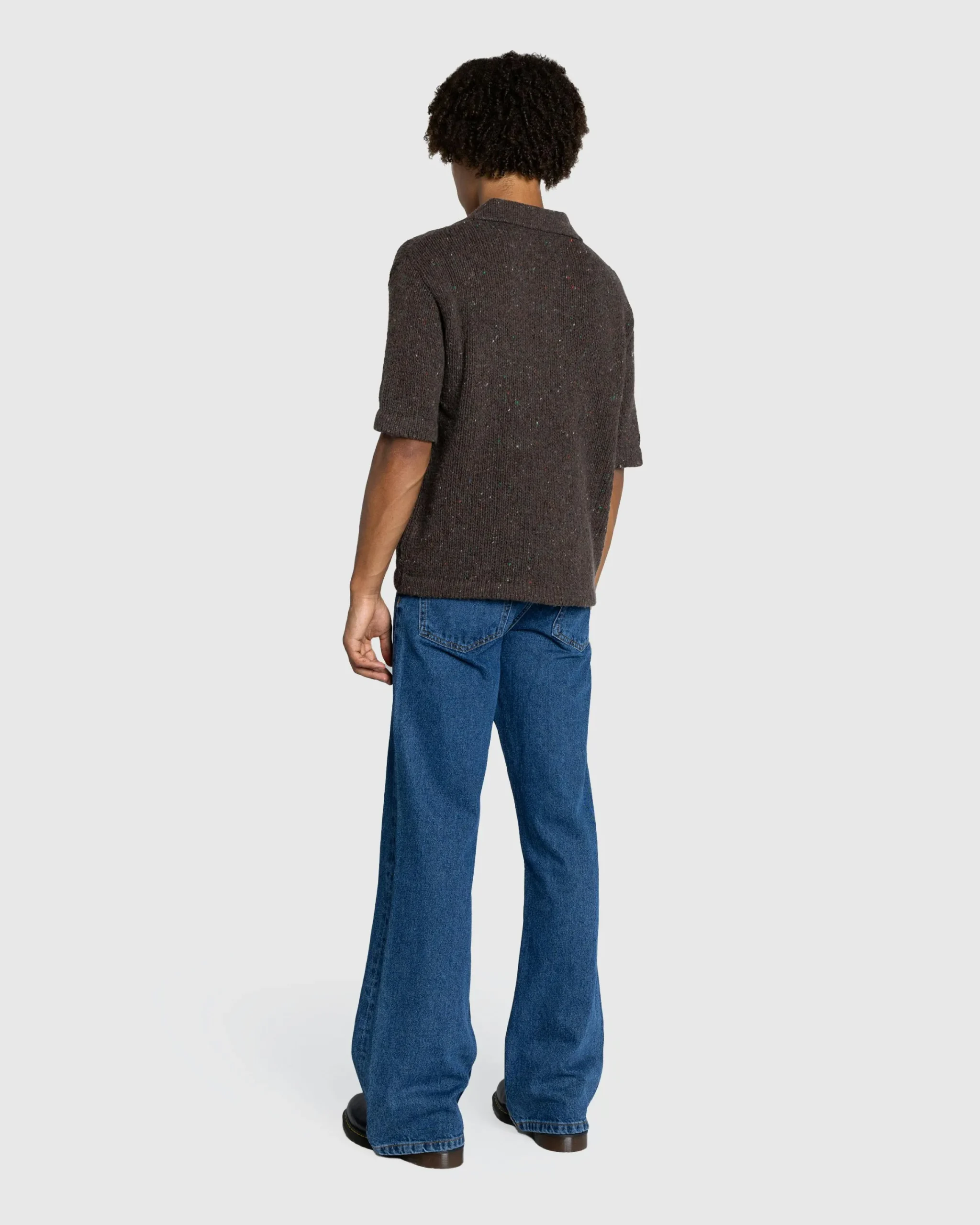 ERL Wool Polo Sweater Knit Dark Brown- Tops