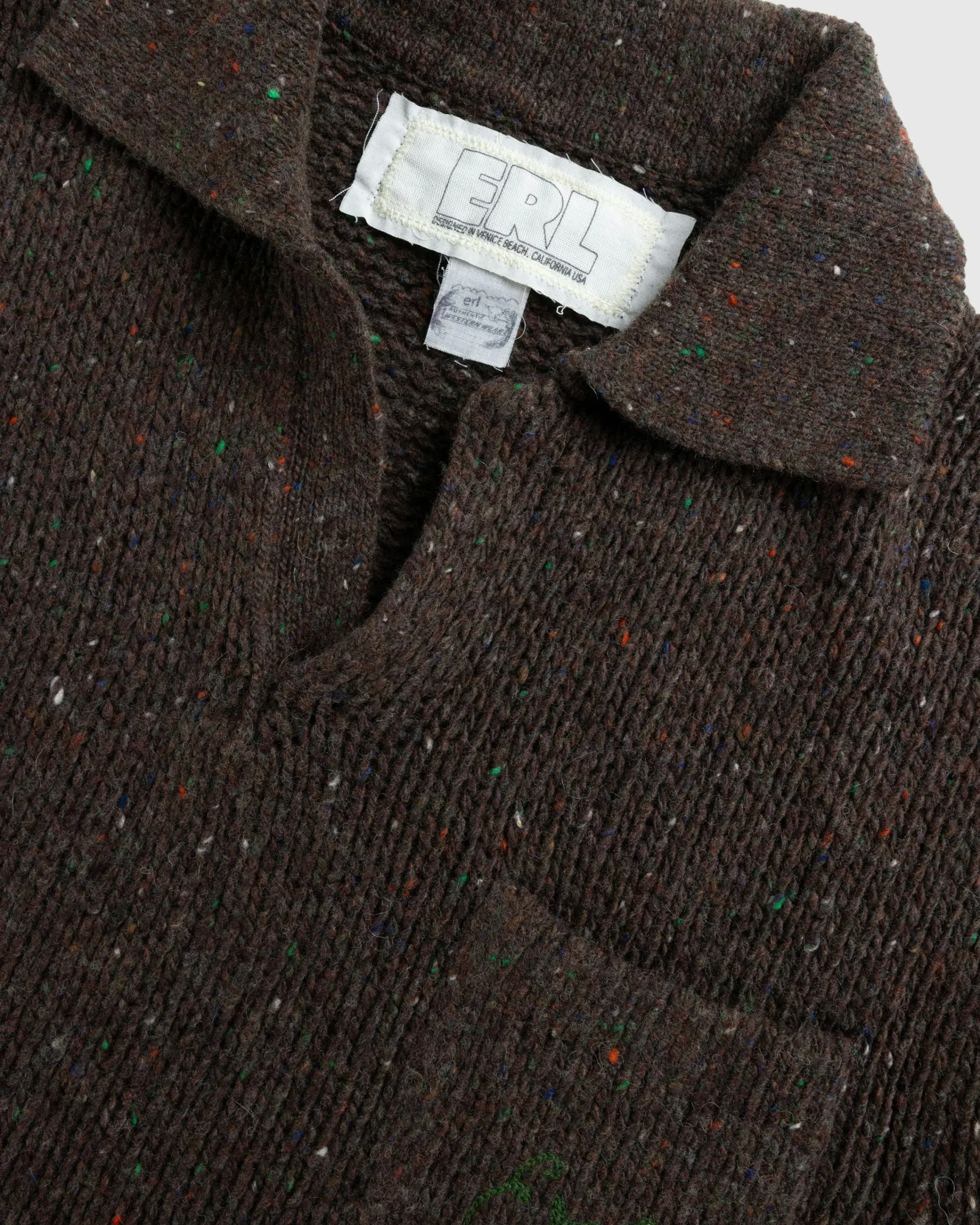 ERL Wool Polo Sweater Knit Dark Brown- Tops