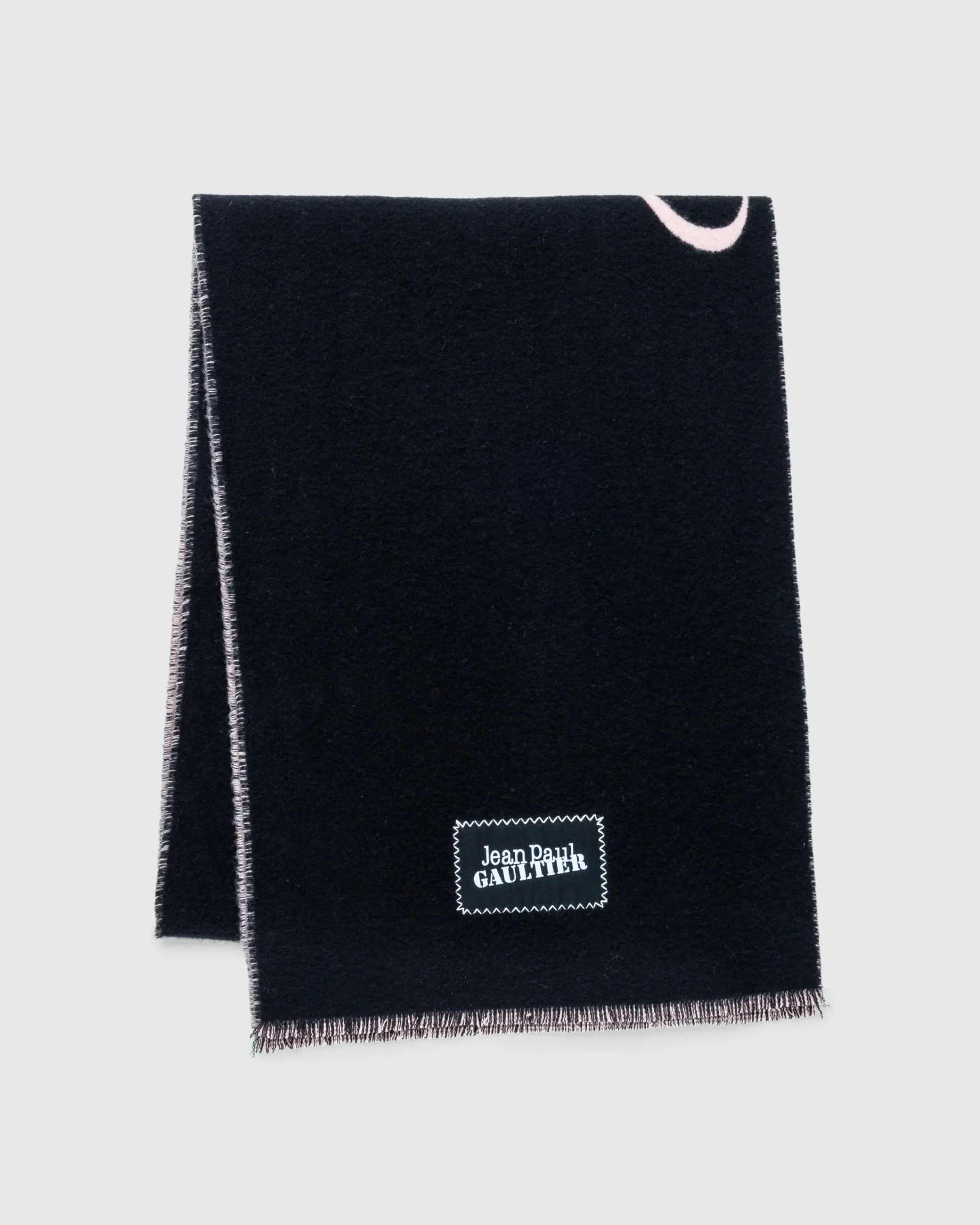 Jean Paul Gaultier Wool Scarf With Gaultier Signature Black/Pale Pink- Scarves