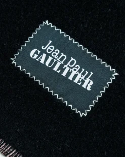Jean Paul Gaultier Wool Scarf With Gaultier Signature Black/Pale Pink- Scarves