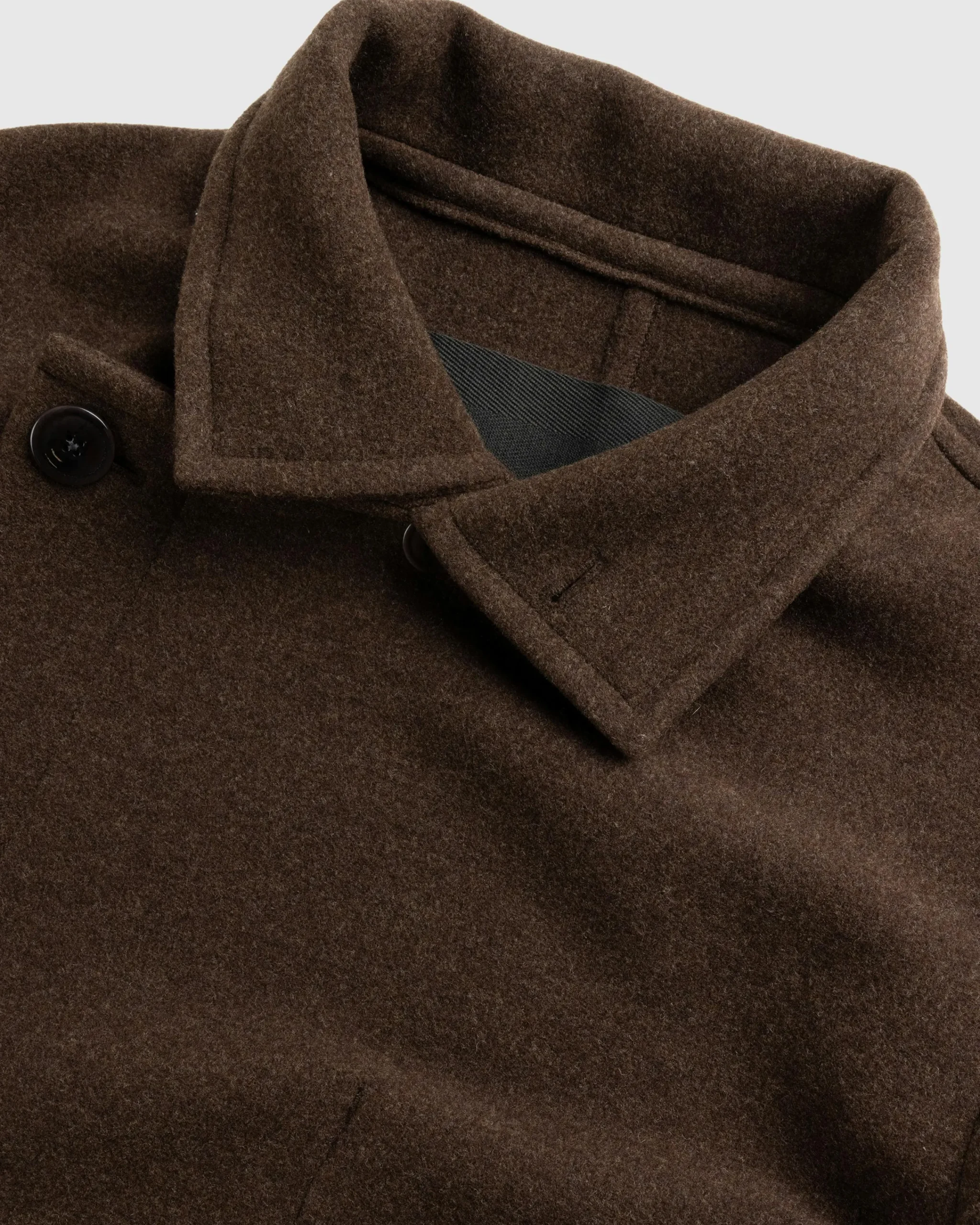 Lemaire Wrap Coat With Contrast Stitch Brown Chine- Outerwear