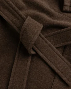 Lemaire Wrap Coat With Contrast Stitch Brown Chine- Outerwear