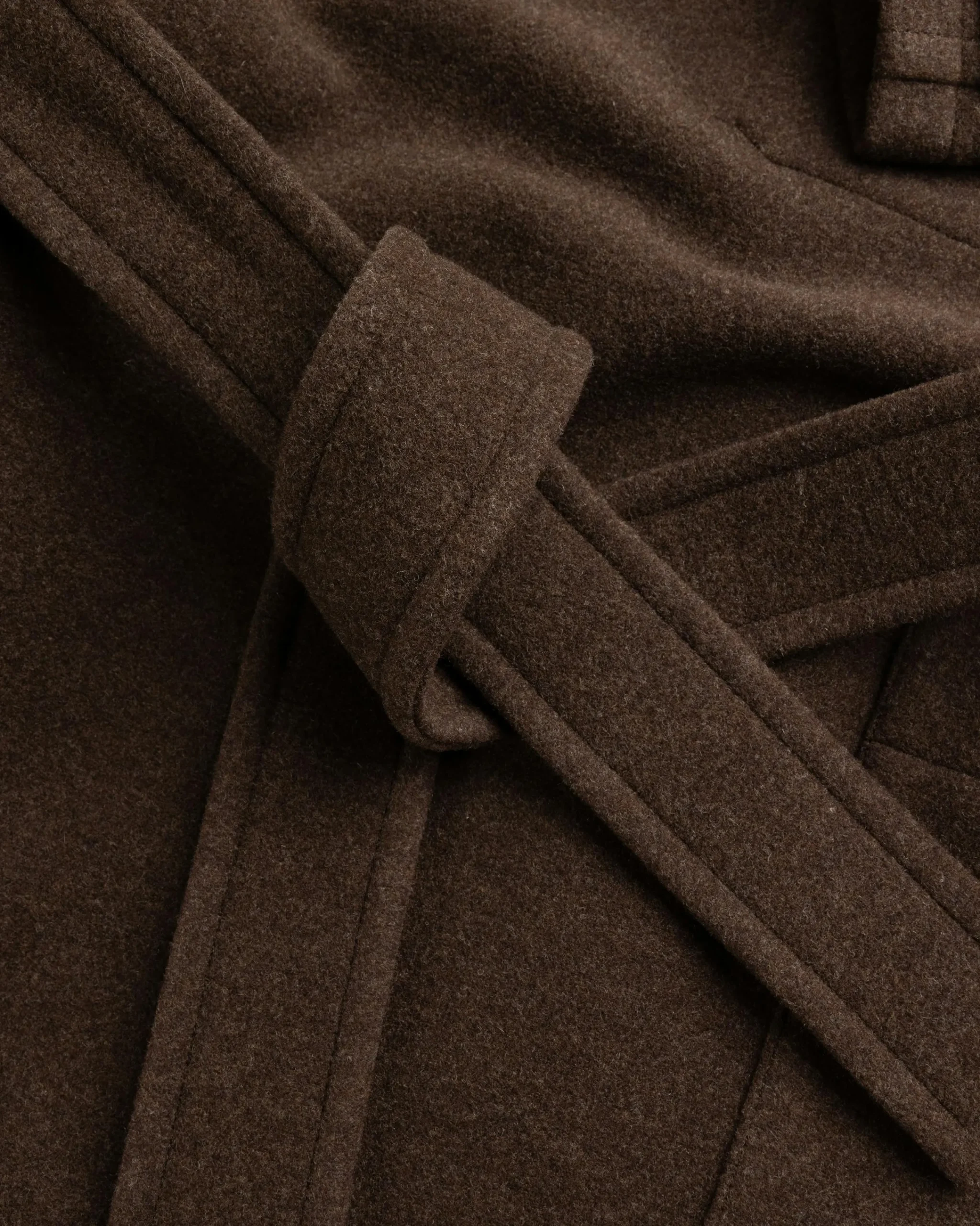 Lemaire Wrap Coat With Contrast Stitch Brown Chine- Outerwear