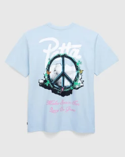Patta Xerox Peace T-Shirt Dusty Blue- Tops