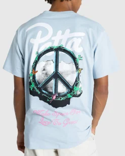 Patta Xerox Peace T-Shirt Dusty Blue- Tops