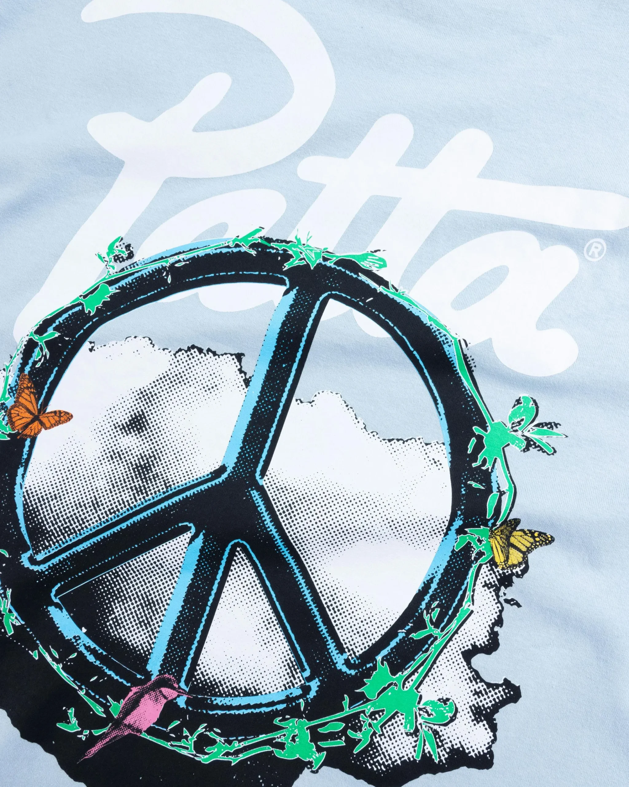 Patta Xerox Peace T-Shirt Dusty Blue- Tops