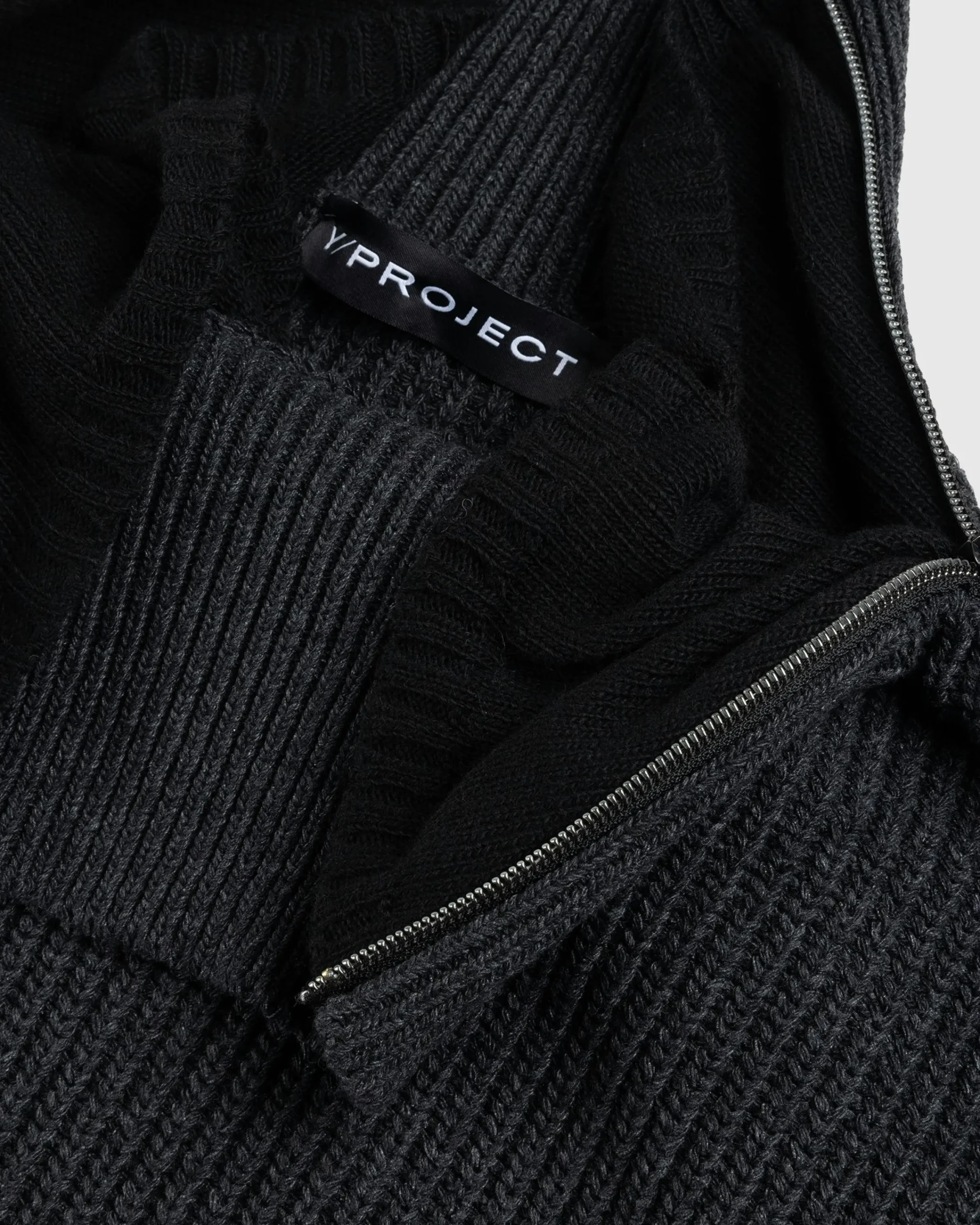 Y/Project Zip Insert High Neck Pullover Dark Grey- Knitwear